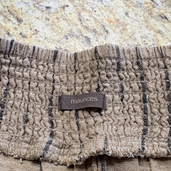 Maurices Tan and black Striped Wide Leg Pants, linen blend - Picture 4 of 7